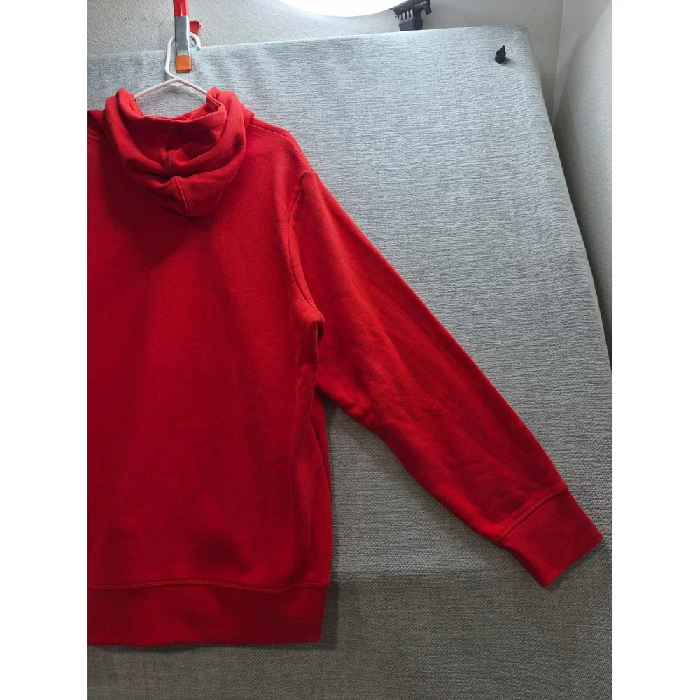 Reebok Oversized Hoodie Mens 3XL Red Graphic Print Cotton Fleece Lined Winter